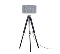 MiniSun | Modern Black Wood and Silver Chrome Tripod Floor Lamp with a Grey Felt Weave Cylinder Shade | Floor Lamps & Torchieres, Home Décor & Improvement Essential