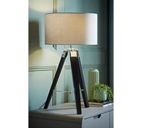 Clipper Black Wood Tripod Table Lamp With Medium Grey Shade ValueLights Black One Size