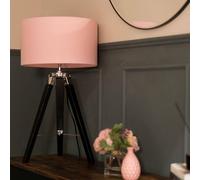 Valuelights Clipper Black Wood Tripod Table Lamp With Medium Pink Shade Black One Size