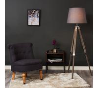 MiniSun | Modern Distressed Wood and Silver Chrome Tripod Floor Lamp with a Grey Tapered Light Shade | Floor Lamps & Torchieres, Home Décor & Improvement Essential