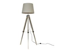 Valuelights Clipper Distressed Wood And Silver Chrome Tripod Floor Lamp With Beige Tapered Light Shade With 6W Led Gls Bulb