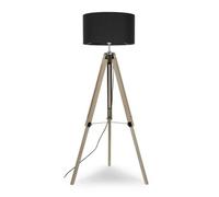 Valuelights Clipper Distressed Wood And Silver Chrome Tripod Floor Lamp With Charcoal Grey Drum Shade