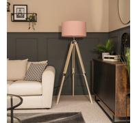 Clipper Light Brown Tripod Floor Lamp Large Pink Shade ValueLights Silver One Size