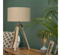 Valuelights Clipper Light Brown Tripod Table Lamp Medium Cream Shade Brown