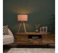 Valuelights Clipper Light Brown Tripod Table Lamp Medium Grey Shade Brown One Size