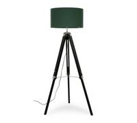 Clipper Black Tripod Floor Lamp Large Green Shade ValueLights Metallic Silver One Size