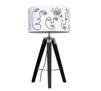 Valuelights Clipper Modern Black Wood And Silver Chrome Tripod Lamp With Novelty White Shade