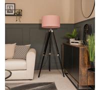 Valuelights Clipper Modern Distressed Wood And Silver Chrome Tripod Floor Lamp Base
