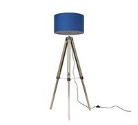MiniSun | Modern Light Wood & Chrome Tripod Floor Lamp with a Navy Drum Shade | Floor Lamps & Torchieres, Home Décor & Improvement Essential