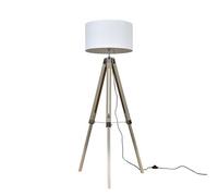 MiniSun | Modern Light Wood & Chrome Tripod Floor Lamp with a White Drum Shade | Floor Lamps & Torchieres, Home Décor & Improvement Essential