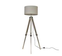 MiniSun | Modern Light Wood & Chrome Tripod Floor Lamp with a Beige Drum Shade | Floor Lamps & Torchieres, Home Décor & Improvement Essential