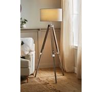 MiniSun | Modern Light Wood & Chrome Tripod Floor Lamp with a Grey Drum Shade | Floor Lamps & Torchieres, Home Décor & Improvement Essential