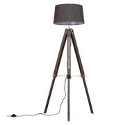 Valuelights Clipper Wood And Silver Chrome Tripod Floor Lamp With Grey Tapered Shade - Complete With 6W Led Gls Bulb In Warm White