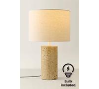 ValueLights Cloe Marble Effect Natural Table Lamp with Drum Shade & LED Bulb in Cream ValueLights Cream