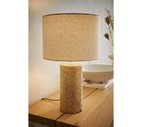 Valuelights Cloe Marble Effect Natural Table Lamp With Drum Shade In Cream Cream
