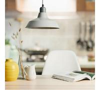 Valuelights Colby Retro Style Gloss Grey Metal Reflector Ceiling Light Shade (D)28Cm
