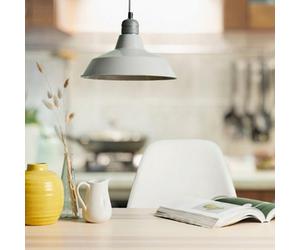 Valuelights Colby Retro Style Gloss Grey Metal Reflector Ceiling Light Shade (D)28Cm