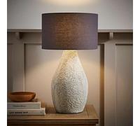 ValueLights Colin Grey Shade Grey Speckled Pot Stoneware Table Lamp