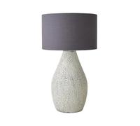 ValueLights | Colin Linen Drum Shade Grey Speckled Hand Finished Ceramic Table Lamp with Bulb | Table Lamps, Home Décor & Improvement Essential | Light Bulb Included