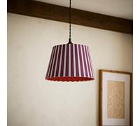 Valuelights Collins Burgundy And Navy Striped Fabric Easy Fit Ceiling Lamp Shade