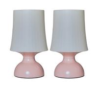 MiniSun | Wireless LED Pink Touch Table Lamps with White Tapered Shades | Table Lamps, Home Décor & Improvement Essential | Set of 2