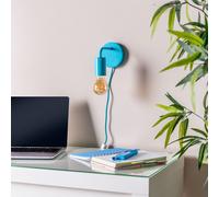 Plug in Colour Pop Blue Wall Light, Easy Fit Wall Lamp