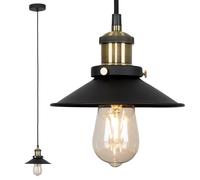 MiniSun | Industrial Steampunk Style Black and Antique Brass Ceiling Light Pendant with a Tapered Shade | Pendant Lights, Home Décor & Improvement Essential
