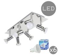 Valuelights Consul Silver Ceiling Bar Spotlight And Gu10 Spotlight Led 5W Cool White 6500K Bulbs