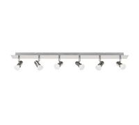 Valuelights Consul Silver Ceiling Bar Spotlight Includes 6 X Led Cool White 6500K Bulbs