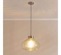 Valuelights Corinne Twill Green Glass Brushed Chrome Capped Ceiling Pendant Light With Bulb