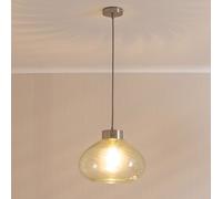 ValueLights Corinne Twill Green Glass Brushed Chrome Capped Ceiling Pendant Light with Bulb in Light Green ValueLights Light Green