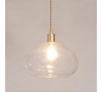 ValueLights Corinne Clear Glass Spiral Twill Bulbous Pendant Lamp Shade - Size: 20.3 x 31.5 x 31.5cm - White - Wilko