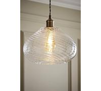 ValueLights | Corinne Twill Spiral Bulbous Clear Glass Easy Fit Pendant Lamp Shade | Shades, Home Décor & Improvement Essential | 315mm Shade Width