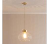 ValueLights Corinne Spiral Glass Gold Capped Ceiling Pendant Light