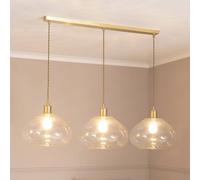 Corinne Twill Spiral Glass 3 Drop Brushed Gold Diner Ceiling Pendant Light ValueLights Clear One Size