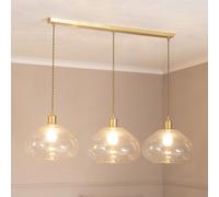 Corinne Twill Spiral Glass 3 Drop Brushed Gold Diner Ceiling Pendant Light ValueLights Clear One Size
