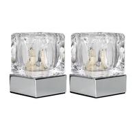 MiniSun | Modern Glass Ice Cube Touch Table Lamps with Chrome Bases | Table Lamps, Home Décor & Improvement Essential | Set of 2