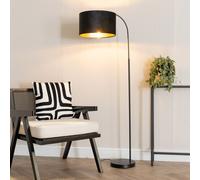 ValueLights | Curva Trend Floor Lamp Black with Black Velvet & Gold Inner Shade | Floor Lamps, Home Décor & Improvement Essential