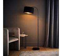 ValueLights | Curva Trend Floor Lamp Black with Black Velvet & Gold Inner Shade & Warm White Bulb | Floor Lamps, Home Décor & Improvement Essential