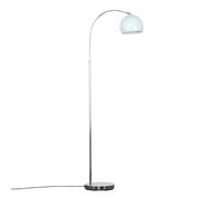 MiniSun | Modern Designer Style Polished Chrome Curved Stem Floor Lamp with a Gloss Pale Blue Arco Style Metal Dome Light Shade | Floor Lamps & Home Improvements Essential