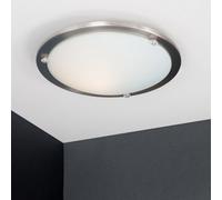 MiniSun | Modern Bezel Chrome and Frosted Opal White Glass Ceiling Light Fitting | Close-to-Ceiling Lights, Home Décor & Improvement Essential | Includes 4W LED Bulb [3000K Warm White]