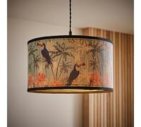 Daintree Bamboo Pastel Jungle Drum Easy Fit Light Lamp Shade with Bulb ValueLights Natural Medium