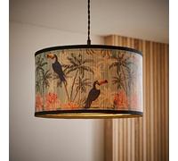 Valuelights Daintree Medium Pastel Jungle Bamboo Drum Ceiling Lamp Shade And Bulb (D)35Cm
