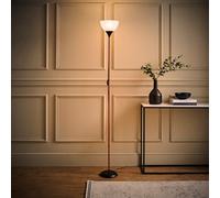 Valuelights Dalby Copper & Black Uplighter Floor Lamp With White Shade And Bulb