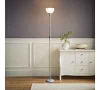 Valuelights Dalby Stem Uplighter Floor Lamp With Frosted Glass Lamp Shade In Silver Silver