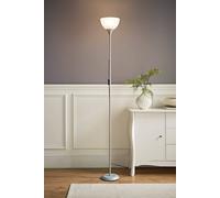 Valuelights Dalby Stem Uplighter Floor Lamp With Frosted Glass Lamp Shade In Silver Silver
