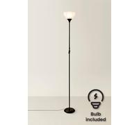 ValueLights Dalby Stem Uplighter Floor Lamp with Frosted Glass Shade with LED Bulb in Black ValueLights Black