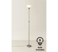 MiniSun | Modern Silver Uplighter Floor Lamp with a White Shade | Floor Lamps & Torchieres, Home Décor & Improvement Essential | Includes 6W LED Bulb [3000K Warm White]