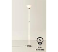 ValueLights Dalby Stem Uplighter Floor Lamp with Frosted Glass Shade with LED Bulb in Silver ValueLights Silver