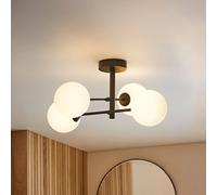Darla Matte 4 Way Frosted Globe IP44 Rated Bathroom Ceiling Light ValueLights Black One Size